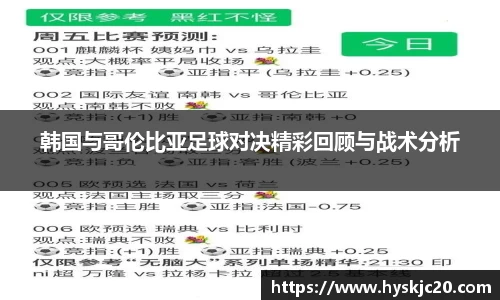 韩国与哥伦比亚足球对决精彩回顾与战术分析